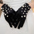 [Popular Choice] Elegant Velvet Gloves with Faux Pearl Accents, Full Finger Warm Mittens for Cycling and Driving - Ideal Winter Wedding Party Gift for Women