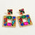 Luxury Colorful Square Crystal Drop Earrings for Women Fashion Exquisite Hollow Rhinestone Big Earrings 2024 Party Jewelry