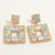 Luxury Colorful Square Crystal Drop Earrings for Women Fashion Exquisite Hollow Rhinestone Big Earrings 2024 Party Jewelry