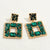 Luxury Colorful Square Crystal Drop Earrings for Women Fashion Exquisite Hollow Rhinestone Big Earrings 2024 Party Jewelry