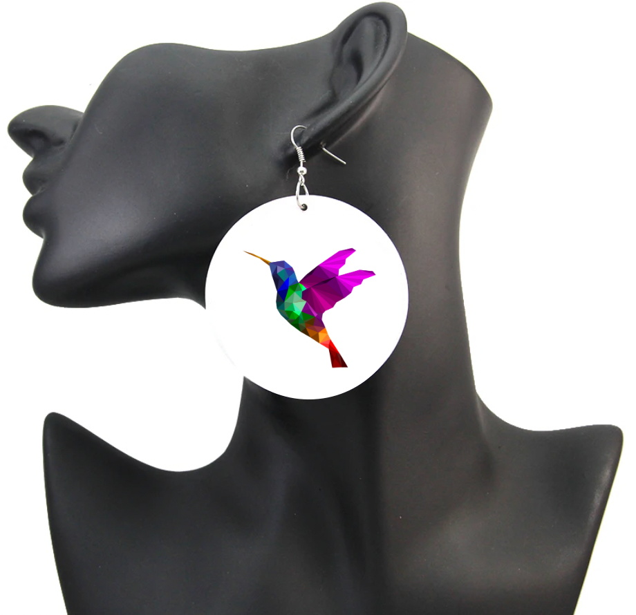 “Pass The Mic”Wood Pressed Hoop Earrings Powerful Black Woman